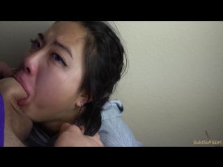 purple eyes asian drenched in cum after brutal pov throatfucking talk dirty